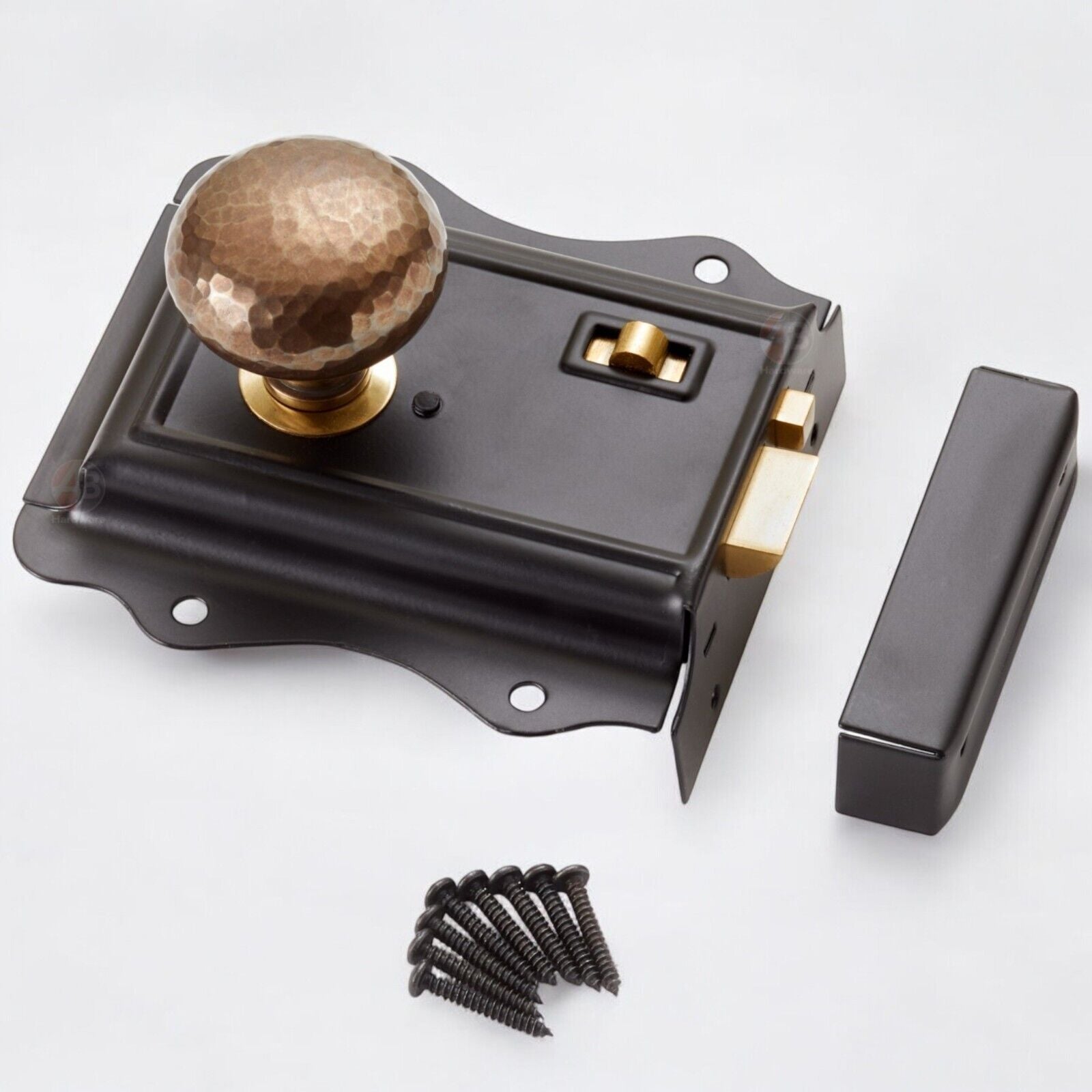 Old Victorian Style Solid Brass Antique Hammered Black Door Rim Lock K ...
