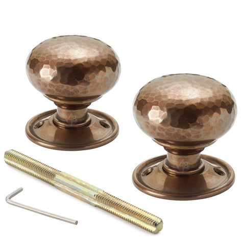 Old Victorian Style Solid Brass Antique Hammered Black Door Rim Lock Knob Set