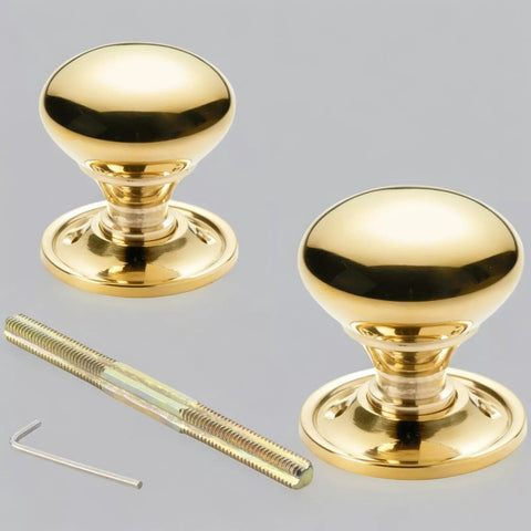 Old Victorian Style Solid Brass Mushroom Black Door Rim Lock Knob Set