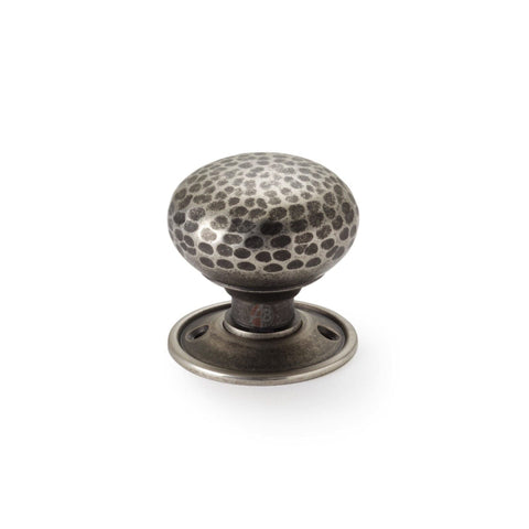 Old Victorian Style Solid Brass Pewter Hammered Black Door Rim Lock Knob Set