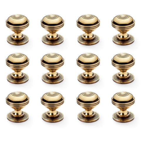 Pack of 12 Small Aged Brass Bloxwich Cupboard Knobs