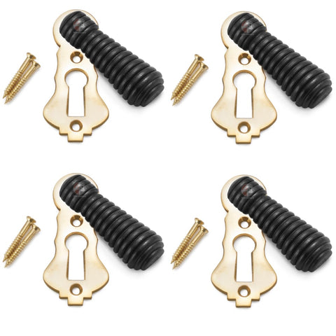 Pack of 4 Ebonised Polished Brass Beehive Escutcheons