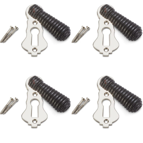 Pack of 4 Ebonised Polished Nickel Beehive Escutcheons