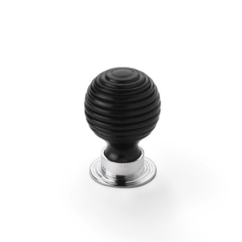 Large ebonised polished chrome beehive cupboard door knob