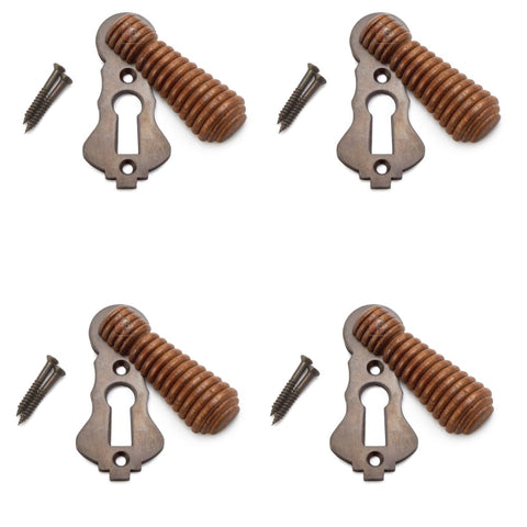 Pack of 4 Rosewood Matt Antique Beehive Escutcheons
