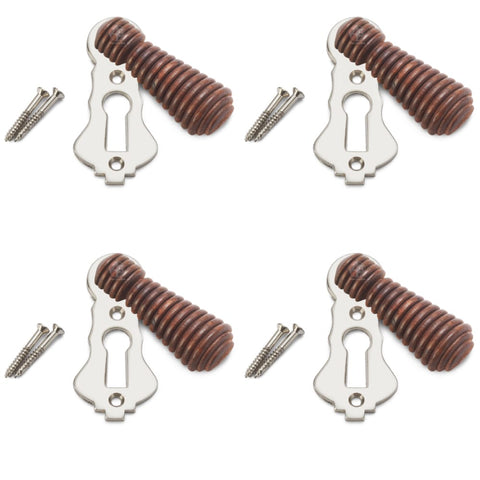 Pack of 4 Rosewood Polished Nickel Beehive Escutcheons