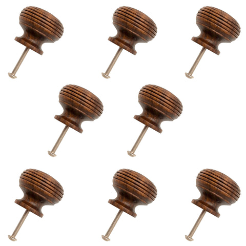 Pack of 8 Large 40mm Rosewood Beehive Cupboard Cabinet Door Knobs with Screws