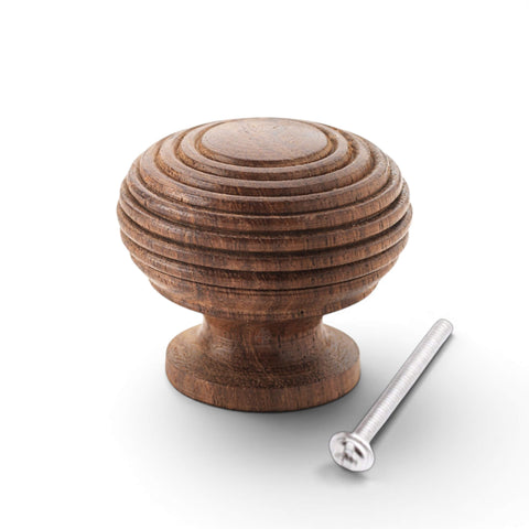 Large 40mm Rosewood Wooden Beehive Cupboard Knob with Rear Fixing Screw