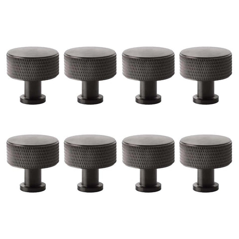 Pack of 8 large dark bronze knurled cupboard knobs