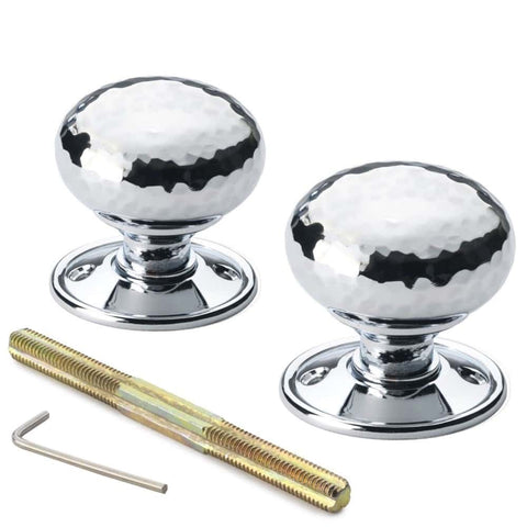 Pewter Cast Iron Cromwell Rim Lock Hammered Polished Chrome Cottage Door Knobs