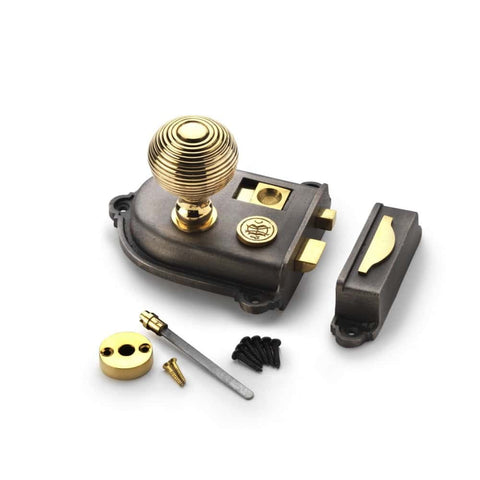 Pewter Cast Iron Cromwell Rim Lock Hollow Aged Brass Beehive Door Knobs