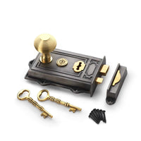 Thumbnail for Pewter Cast Iron Davenport Rim Lock Heavy Solid Satin Brass Beehive Door Knobs