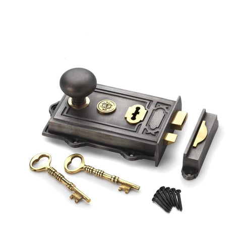 Pewter Cast Iron Davenport Rim Lock Matt Antique Solid Brass Cottage Door Knobs