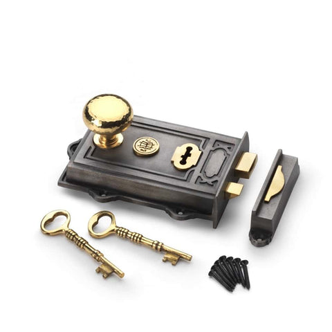 Pewter Cast Iron Davenport Rim Lock Polished Brass Hammered Cottage Door Knobs