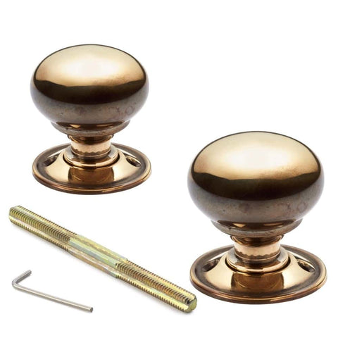 Pewter Cast Iron Regency Rim Lock 40mm Aged Brass Cottage Door Knobs