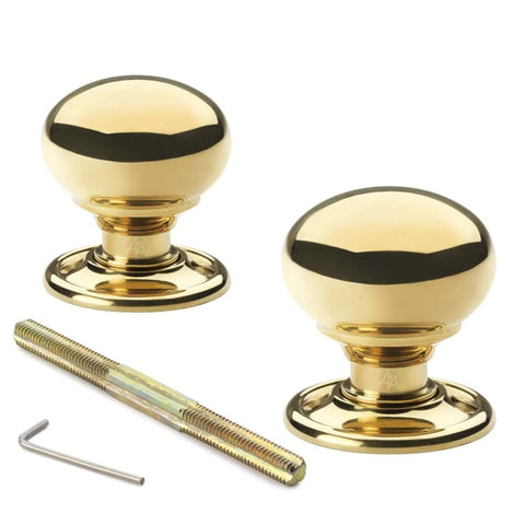 Pewter Cast Iron Regency Rim Lock 40mm Polished Brass Cottage Door Knobs