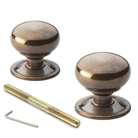 Pewter Cast Iron Regency Rim Lock 50mm Antique Cottage Door Knobs