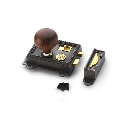 Pewter Cast Iron Regency Rim Lock Rosewood Polished Nickel Bun Door Knobs