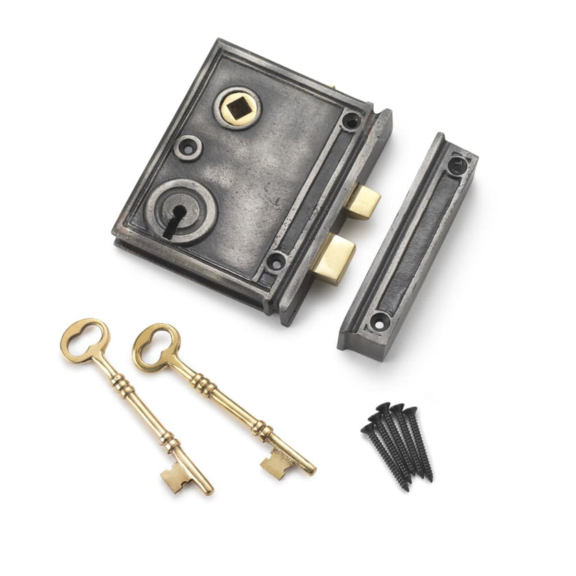 Pewter Cast Iron Vertical Rim Lock | AB Hardware – ABHardware