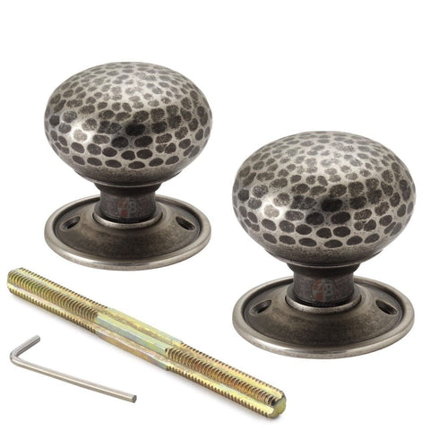 Pewter Hammered Cottage Door Knobs