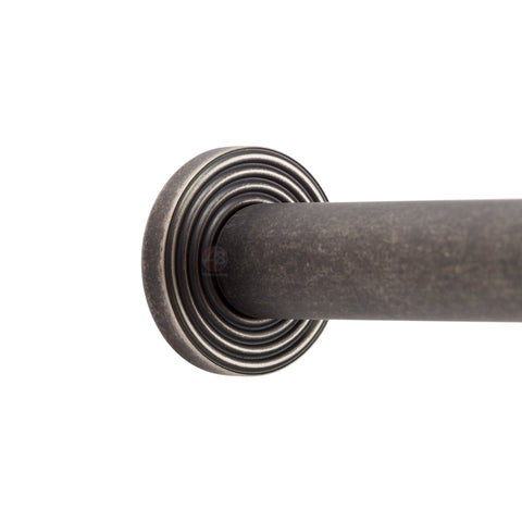 Pewter Solid Brass Cylinder Projected Plain Door Stop on Reeded Backplate