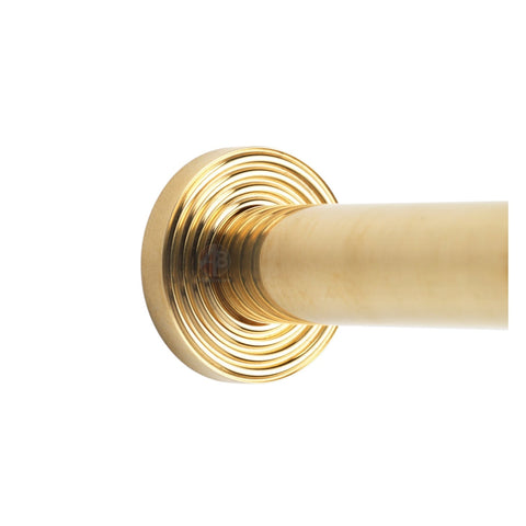 Polished Solid Brass Cylinder Projected Plain Door Stop Reeded Backplate