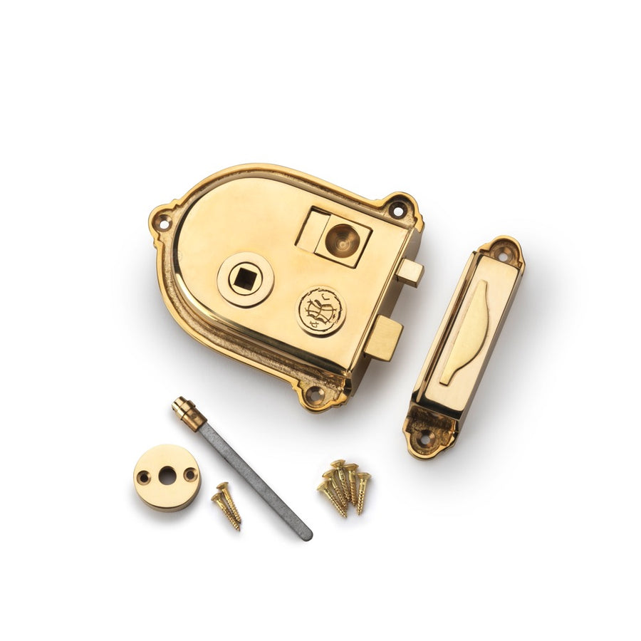 Polished Brass Cromwell Rim Lock AB Hardware ABHardware