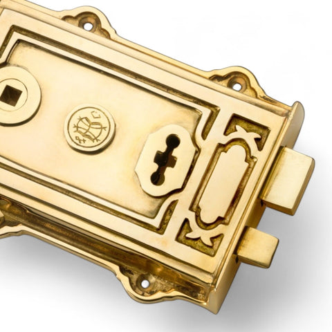 Polished Brass Davenport Rim Lock 50mm Beehive Door Knobs Knob Set Solid Period