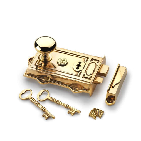 Polished Brass Davenport Rim Lock Polished Brass Cottage Door Knobs