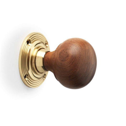 Polished Brass Davenport Rim Lock Rosewood Polished Brass Bun Door Knobs