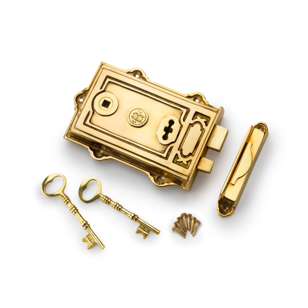 Polished Brass Davenport Rim Lock | AB Hardware – ABHardware