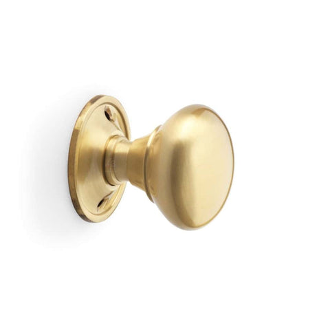 Polished Brass Floral Rim Lock Satin Brass Mushroom Cottage Door Knobs