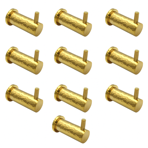 Polished Brass Hammered Coat Hook - Pack Of 10