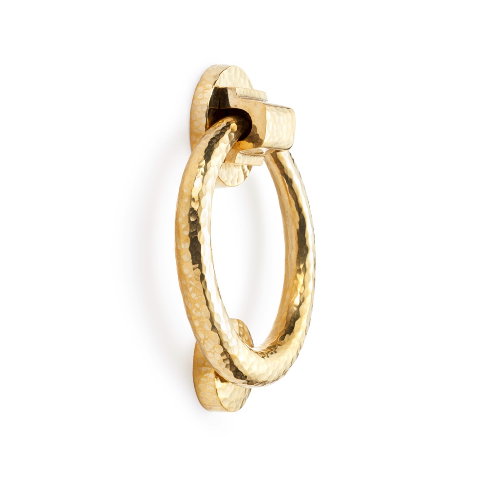 Polished Brass Hammered Ring Door Knocker
