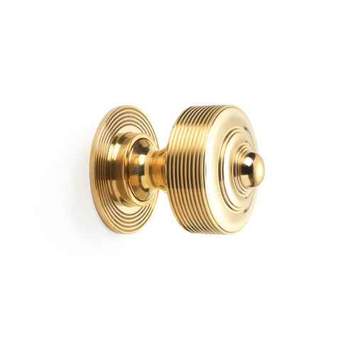 Polished Brass Reeded Centre Door Knob