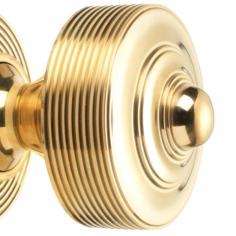 Polished Brass Reeded Centre Door Knob