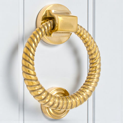 Polished Brass Reeded Ring Door Knocker