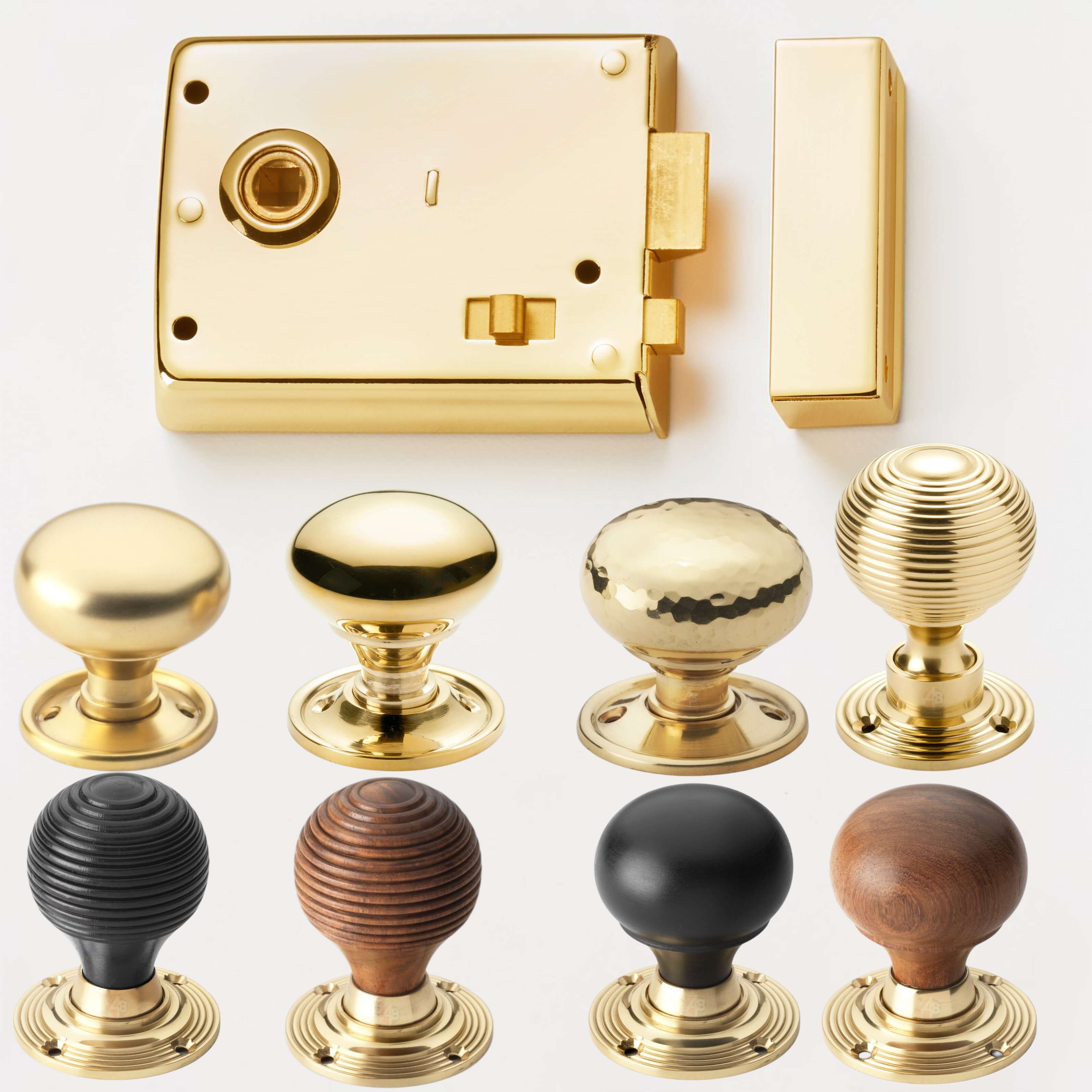 Polished Brass Rim Latch Lock - Choose Your Knobs To Suit | AB Hardware ...