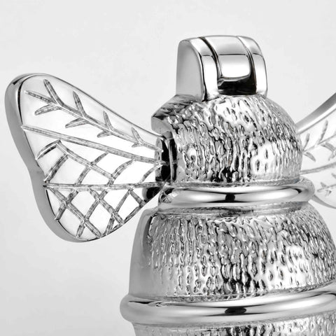 Detailed close-up of Polished Chrome Bumble Bee Door Knockers wings featuring textured solid brass construction and polished chrome finish