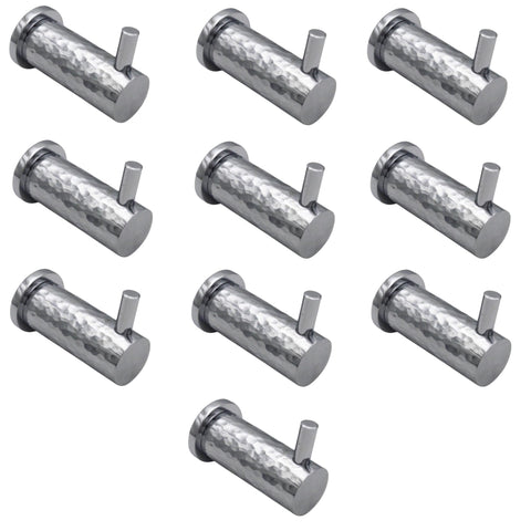 Polished Chrome Hammered Coat Hook - Pack Of 10