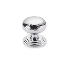 Polished Chrome Hammered Cottage Centre Door Knob Stepped Backplate