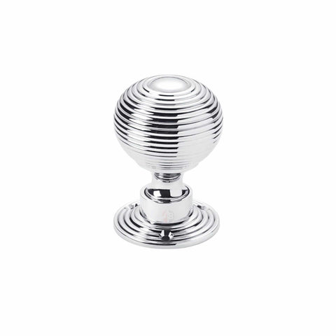 Polished Chrome Hollow Beehive Door Knobs