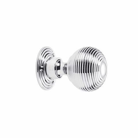 Polished Chrome Hollow Beehive Door Knobs