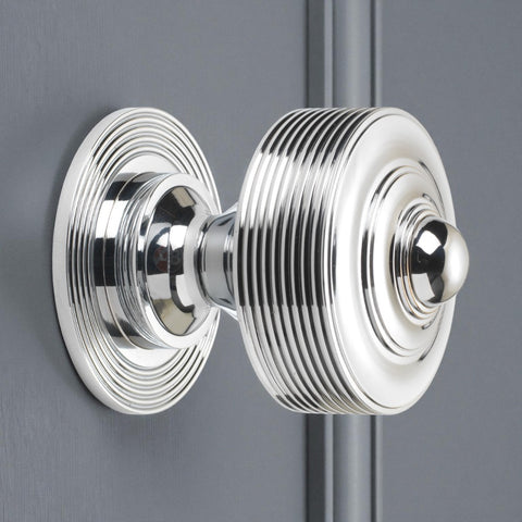 Polished Chrome Reeded Centre Door Knob