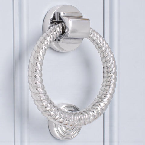 Polished Chrome Reeded Ring Door Knocker