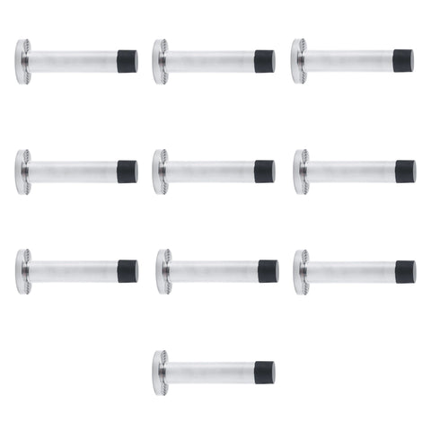Polished Chrome Solid Brass Cylinder Projected Plain Door Stop Reeded Backplate - 10 Pack