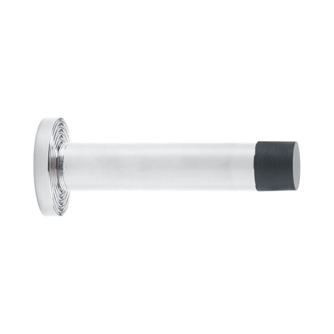 Polished Chrome Solid Brass Cylinder Projected Plain Door Stop Reeded Backplate