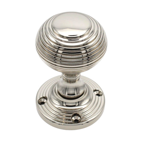 Polished Nickel Beehive Door Knobs Knob Pair Set Quality Sprung Solid Reeded