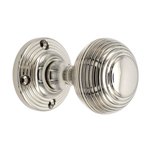 Polished Nickel Beehive Door Knobs Knob Pair Set Quality Sprung Solid Reeded