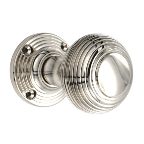 Polished Nickel Beehive Door Knobs Knob Pair Set Quality Sprung Solid Reeded
